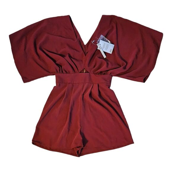Asos Size 2 Dark Red Short Sleeve Romper - Picture 1 of 8